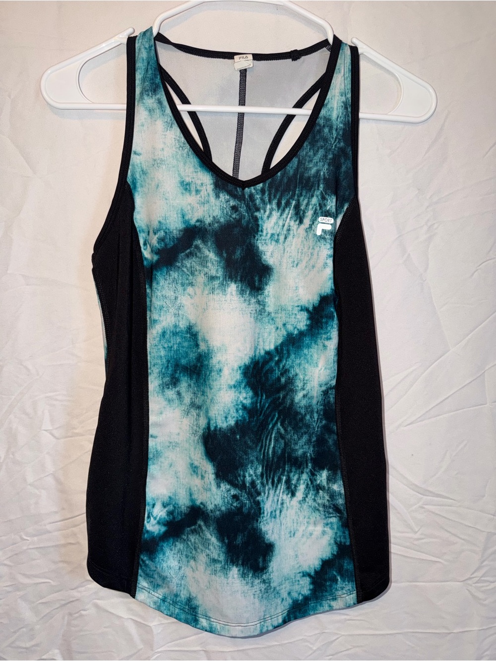 Fila Teal and Black Tie-Dye Racerback Tank Top